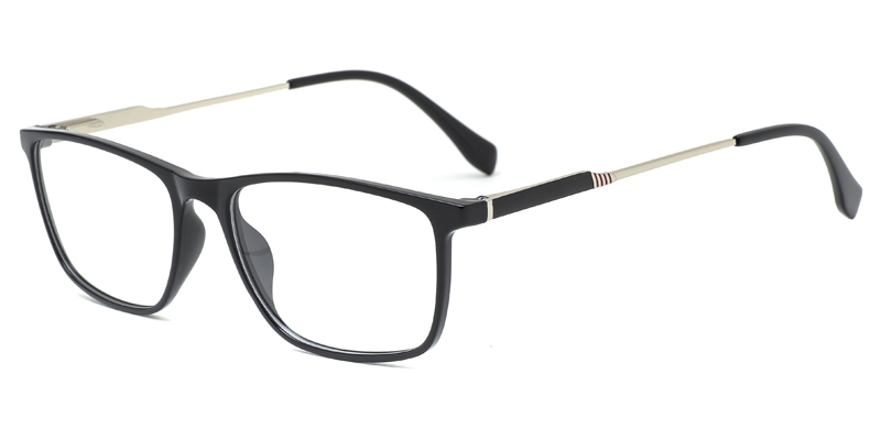 Alfalfa Men Rectangle TR90 Metal Hybrid Eyeglasses, Transparent Tones, Light Vision