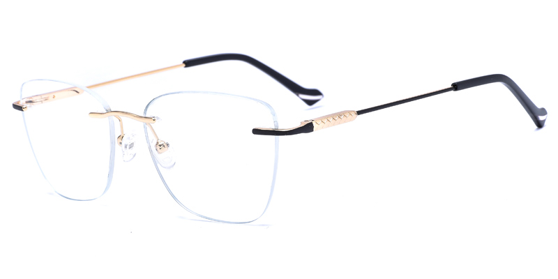 Carnation Men's Square Rimless Metal Optical Frame, Broader Perspective, Laser Engraving