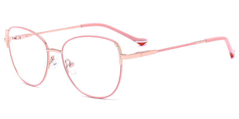 Cyclamen Women Oval Metal Optical frame, Laser Engraving,  Adjustable Nose Pads