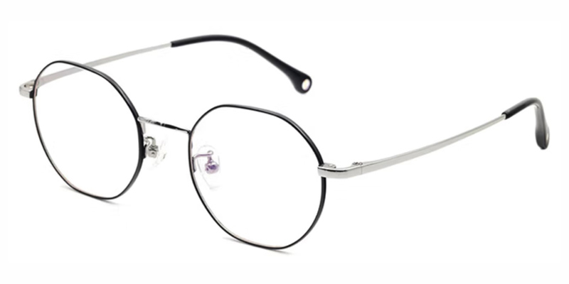Firefly Titanium Alloy Geometric Teenager Optical Frame,Polished Curved Temple