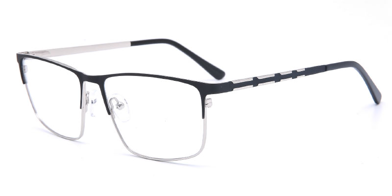 Levittown - Factory Supply Men's 58mm Oversize Rectangle Stainless Steel Optical Frame