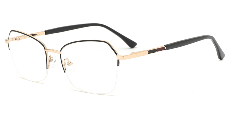 Marigold Women Metal Geometric Semi Rim Eyewear, Broader Perspective
