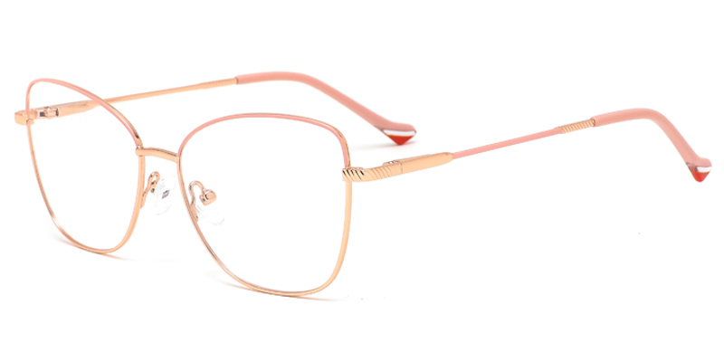 Peony Ladies Oval Metal Eyeglasses,Nose Pads Adjustable, Fit Skin Better