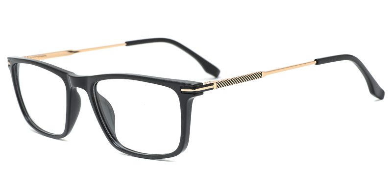 Plantain Mens TR90 Metal Hybrid Rectangle Eyewear, Laser Engraving, Dot Paint Filling