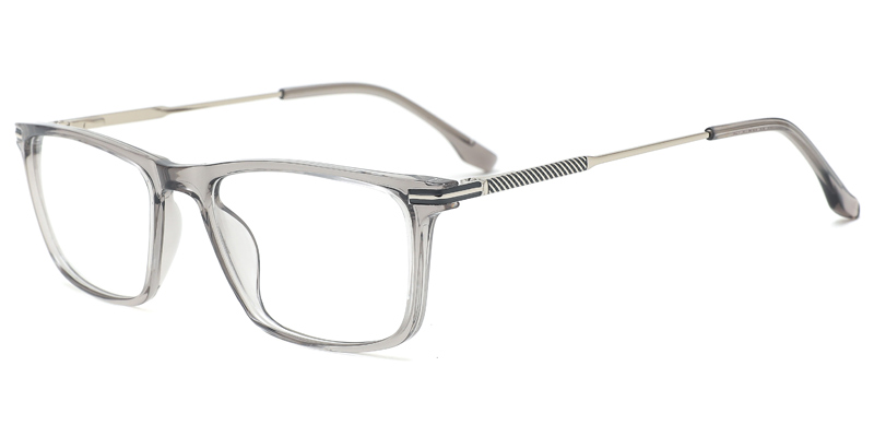 Plantain Mens TR90 Metal Hybrid Rectangle Eyewear, Laser Engraving, Dot Paint Filling