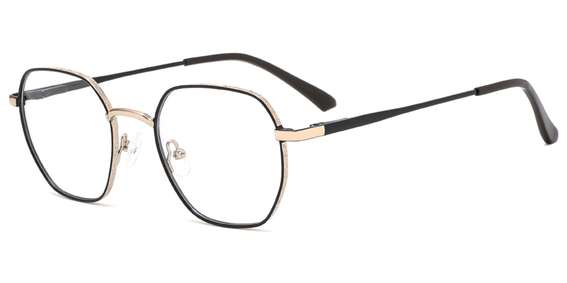 Selfheal Men Geometric Metal Optical Frame, Two Tone Dot Paint, Laser Engraving