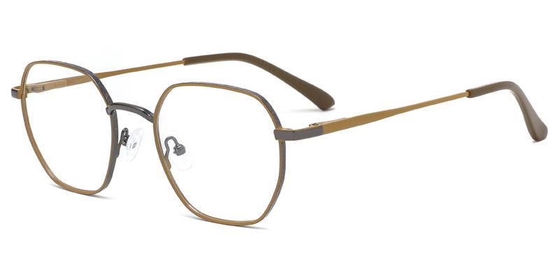 Selfheal Men Geometric Metal Optical Frame, Two Tone Dot Paint, Laser Engraving