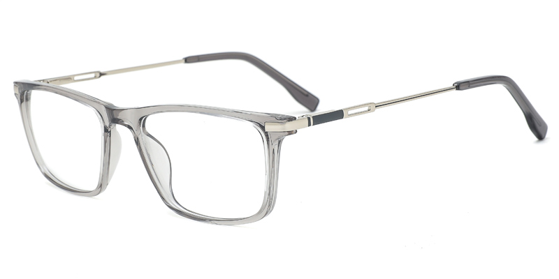 Thyme Gentlemen Rectangle TR90 Metal Hybrid Eyeglasses, Hollow Cut Temples, Dot Paint Filling