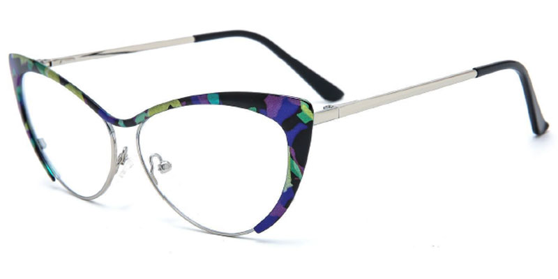 Ysleta Extended Spray Coating Rainbow Women's Metal Eyeglasses Frame