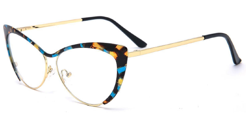 Ysleta Extended Spray Coating Rainbow Women's Metal Eyeglasses Frame