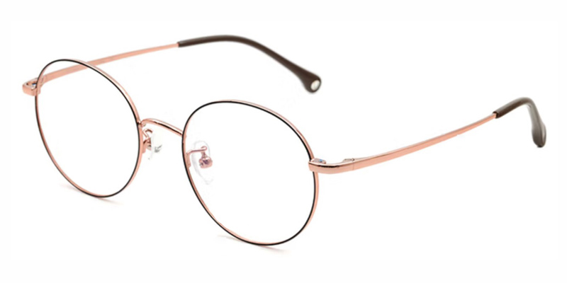 Fawn Titanium Alloy Round Teenager Eyeglasses, Silicone round-end temple tips,Reduce pressure