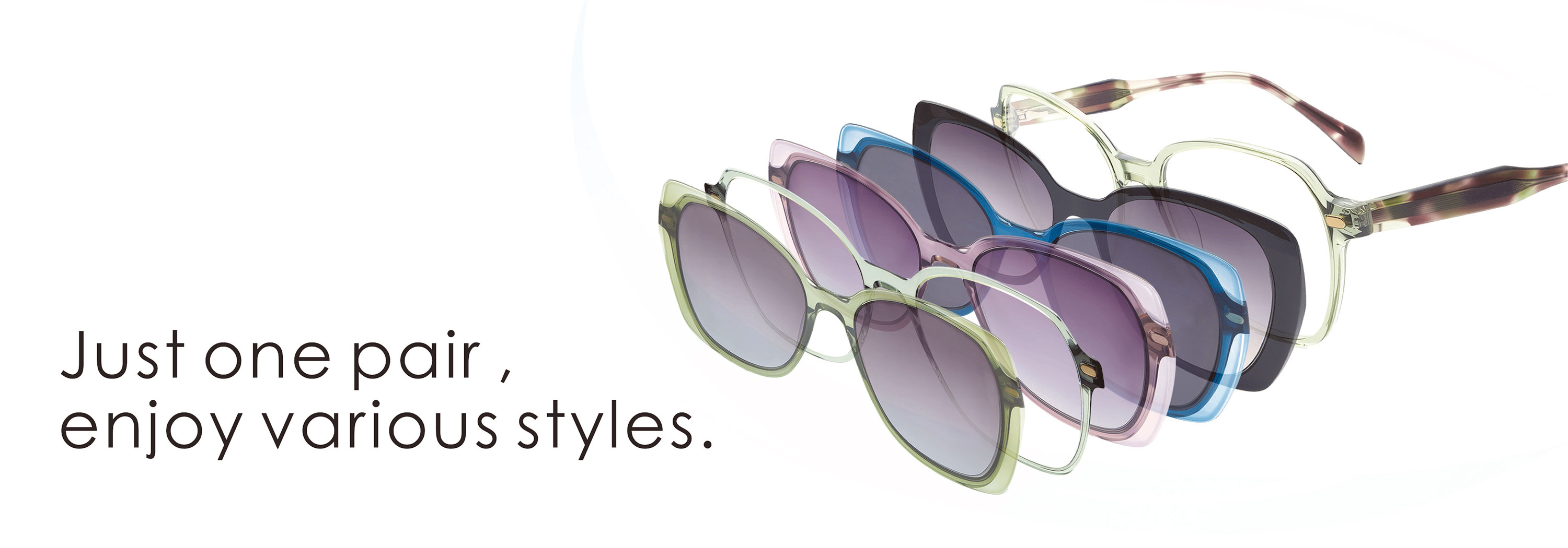 Clip on eyeglasses frame - 1 frame to match multiple clips