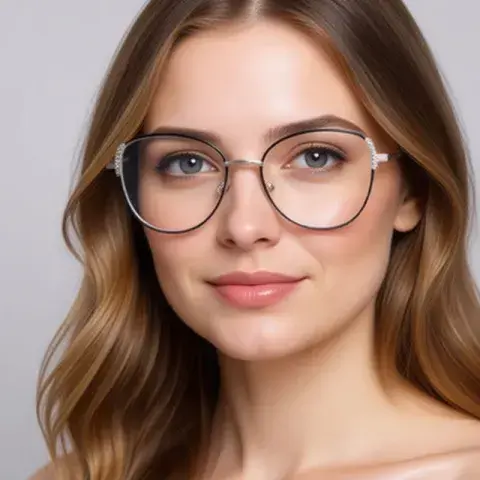 Cyclamen Women Oval Metal Optical frame, Laser Engraving,  Adjustable Nose Pads