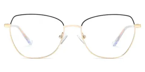 Pansy Dames Geometric Metal Optical Frame, Transparent Long Temple Tips