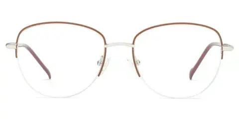 Plumbago Damsels Metal Oval Semi-Rim Optical Frame, Microdot Paint Filling 