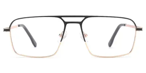 Purslane Men Aviator Metal Optical Frame, Classic Metal Dual Tone