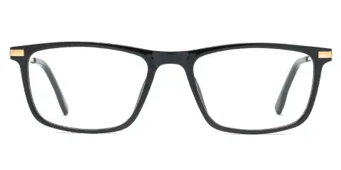 Thyme Gentlemen Rectangle TR90 Metal Hybrid Eyeglasses, Hollow Cut Temples, Dot Paint Filling