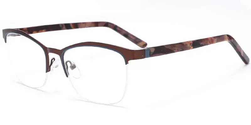 Abbeville - Fashion Handmade Square Semi Rim Optical Frame Wholesale - Brown