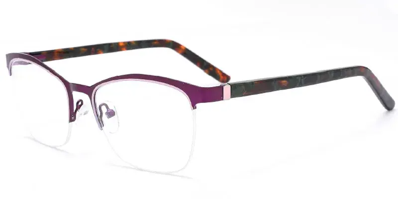 Abbeville - Fashion Handmade Square Semi Rim Optical Frame Wholesale - Purple