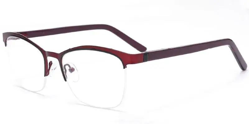 Abbeville - Fashion Handmade Square Semi Rim Optical Frame Wholesale - Red