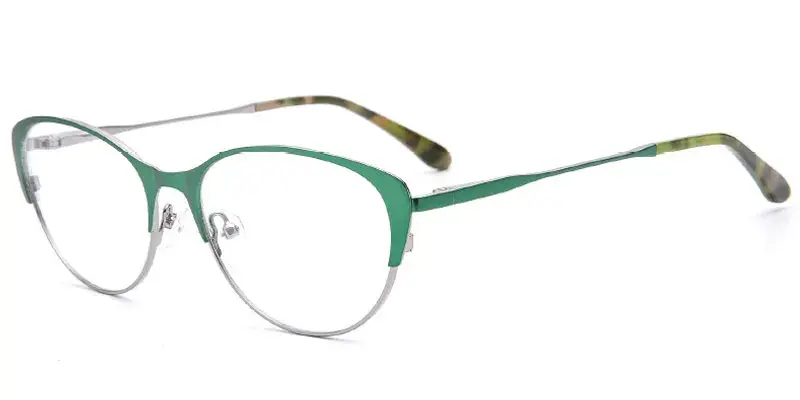 Alcoa - Women's Cat Eye Stainless Steel Optical Frame Wholesale - Green/Silver
