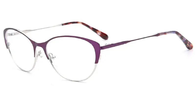 Alcoa - Women's Cat Eye Stainless Steel Optical Frame Wholesale - Purple/Silver