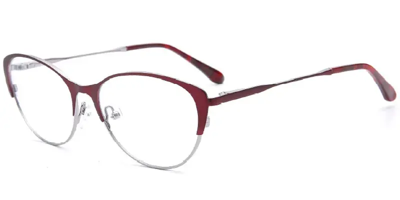 Alcoa - Women's Cat Eye Stainless Steel Optical Frame Wholesale - Red/Silver