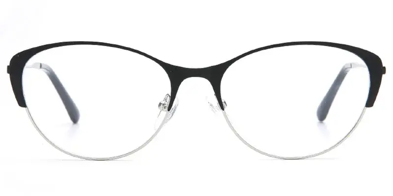 Alcoa - Women's Cat Eye Stainless Steel Optical Frame Wholesale - Black/Silver