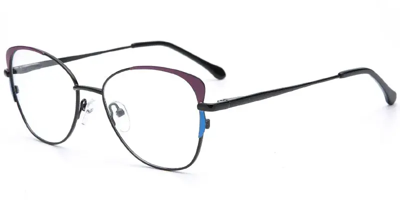Alma - 52mm Women's Butterfly Metal Optical Frame - Black