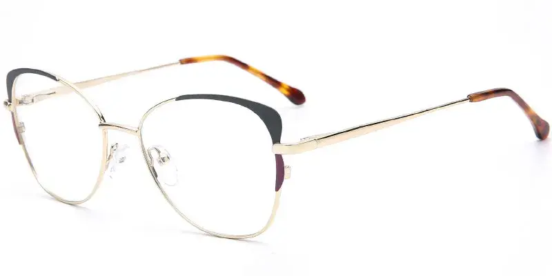 Alma - 52mm Women's Butterfly Metal Optical Frame - Gold