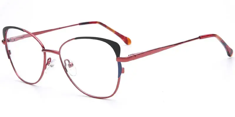 Alma - 52mm Women's Butterfly Metal Optical Frame - Red
