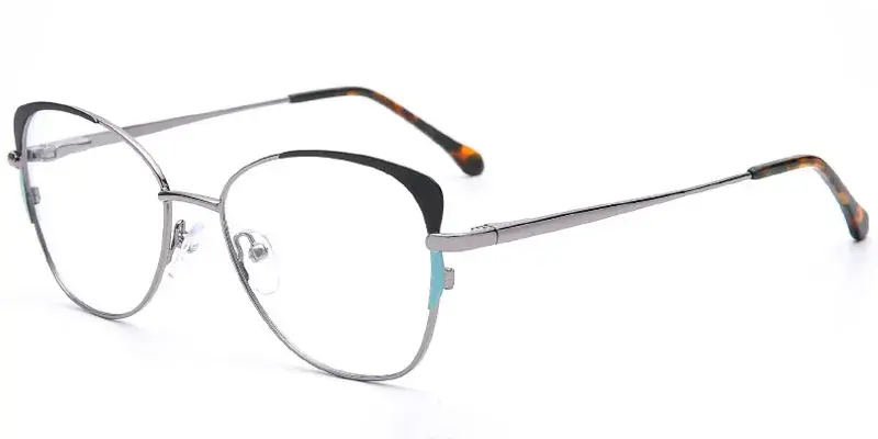 Alma - 52mm Women's Butterfly Metal Optical Frame - Silver