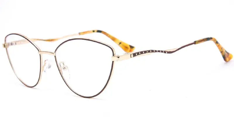 Asheboro - Women's Thin Metal Optical Frame Factory Direct Stock - Brown/Gold