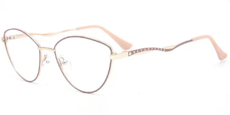 Asheboro - Women's Thin Metal Optical Frame Factory Direct Stock - Pink/Gold