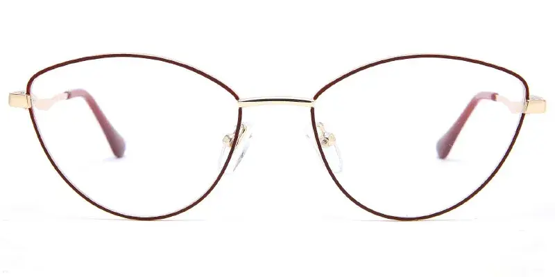 Asheboro - Women's Thin Metal Optical Frame Factory Direct Stock - Red/Gold