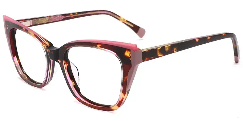 Square Bold Lamination Acetate Eyeglasses Frame for Women - Purple/Tortoise