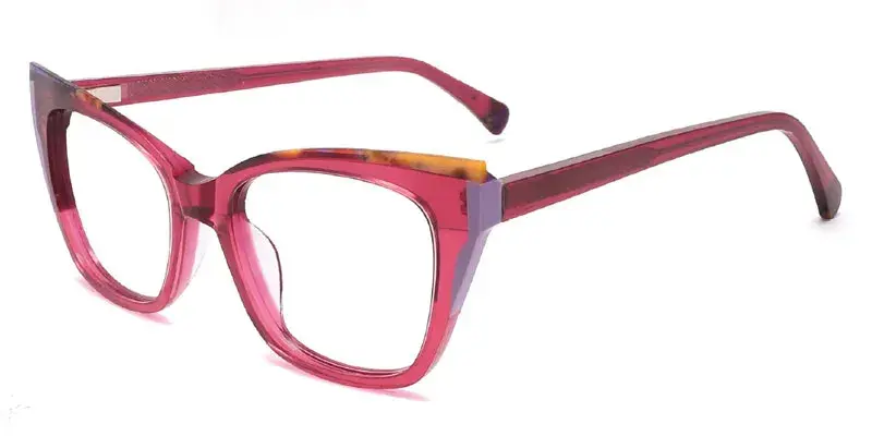 Square Bold Lamination Acetate Eyeglasses Frame for Women - Purple