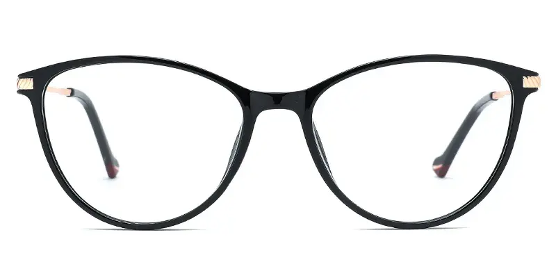 Azalea Womens Oval TR90 Metal Hybrid Eyeglasses, Balance Facial Contours - Golden Black