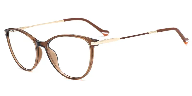 Azalea Womens Oval TR90 Metal Hybrid Eyeglasses, Balance Facial Contours - Brown