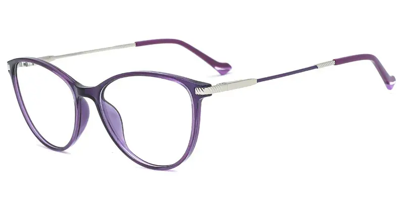 Azalea Womens Oval TR90 Metal Hybrid Eyeglasses, Balance Facial Contours - Purple