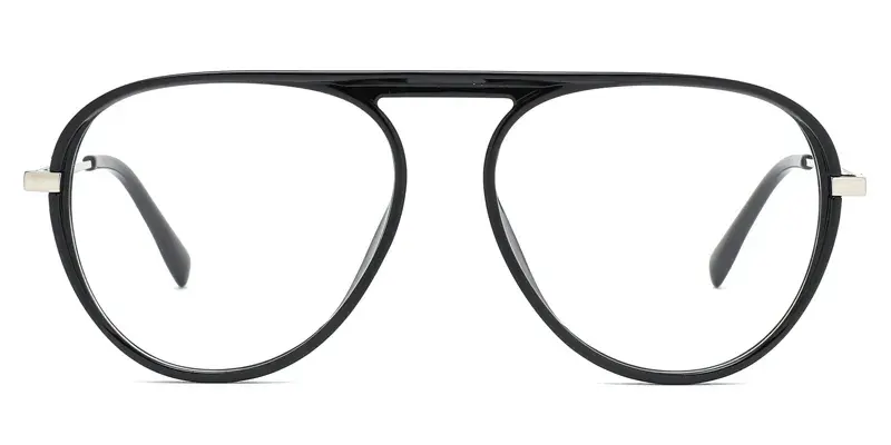 Begonia Males Aviator TR90 Metal Hybrid Eyeglasses, Colorful Paint Dot - Silver Black