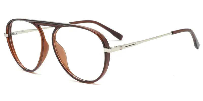 Begonia Males Aviator TR90 Metal Hybrid Eyeglasses, Colorful Paint Dot - Brown