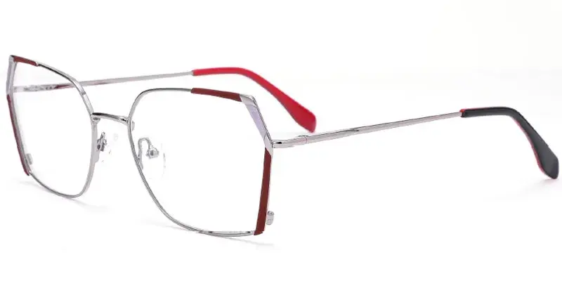 Bogalusa - China Factory OEM Women's Metal Optical Frame - Red/Silver
