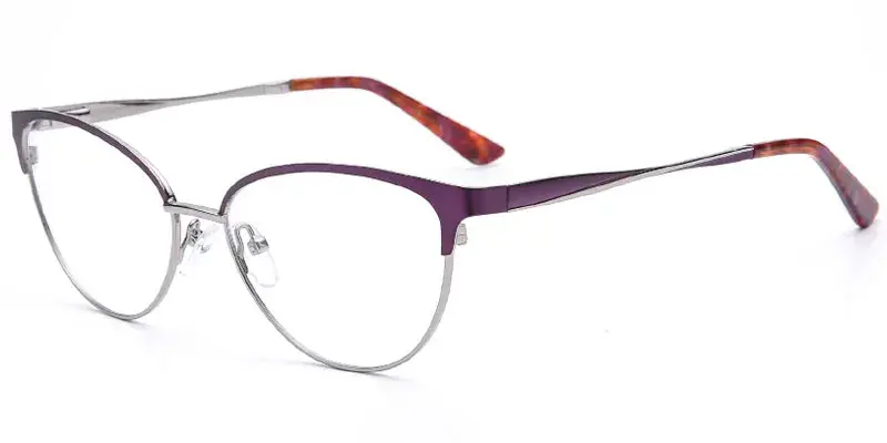 Boonville - Hand Crafted 54mm Stainless Steel Eyeglasses Frame for Women - Purple/Silver