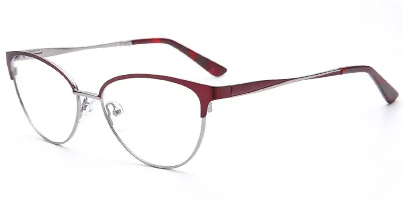 Boonville - Hand Crafted 54mm Stainless Steel Eyeglasses Frame for Women - Red/Silver