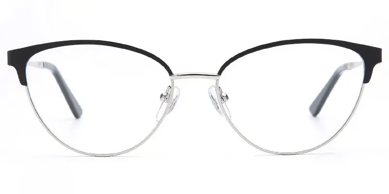 Boonville - Hand Crafted 54mm Stainless Steel Eyeglasses Frame for Women - Black/Silver