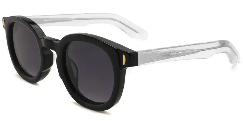 Brooklyn Unisex Retro Acetate Sunglasses - Black