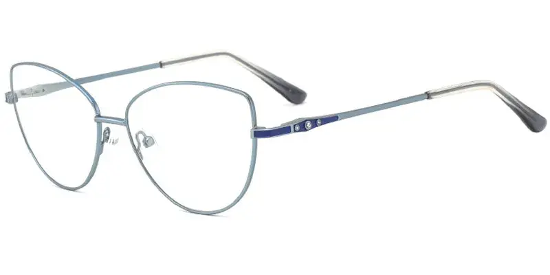 Calais Gemstone Deco Women's Fashion Metal Optical Frame | Bulk Wholesale - Blue