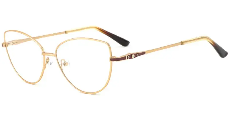 Calais Gemstone Deco Women's Fashion Metal Optical Frame | Bulk Wholesale - Gold