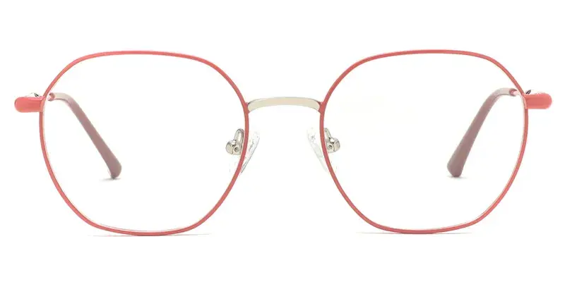 Camellia Women Round Metal Eyeglasses, Summer Colorful Dot Paint Series - Pink